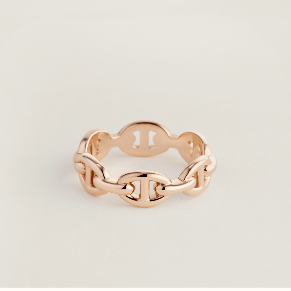 NWT Authentic Hermes Chaine d'ancre Enchainee ring, small model Rose Gold Siz 51